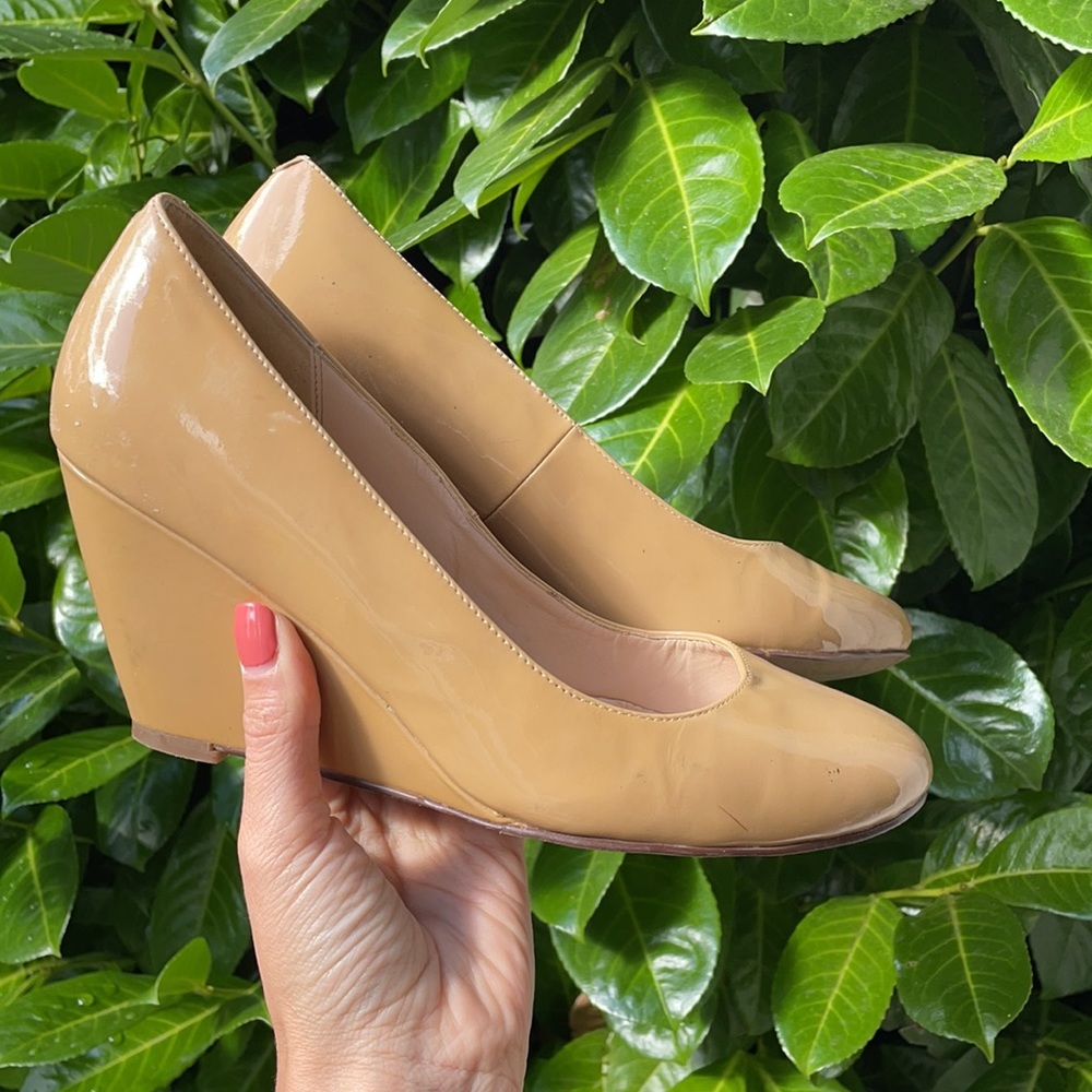 Cole Haan Patent Leather Nude Wedges (Size 7)